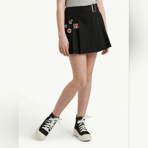Justice Girls Snoopy Pleated Skirt Shorts With Patches And Buttons Sz L 12-14